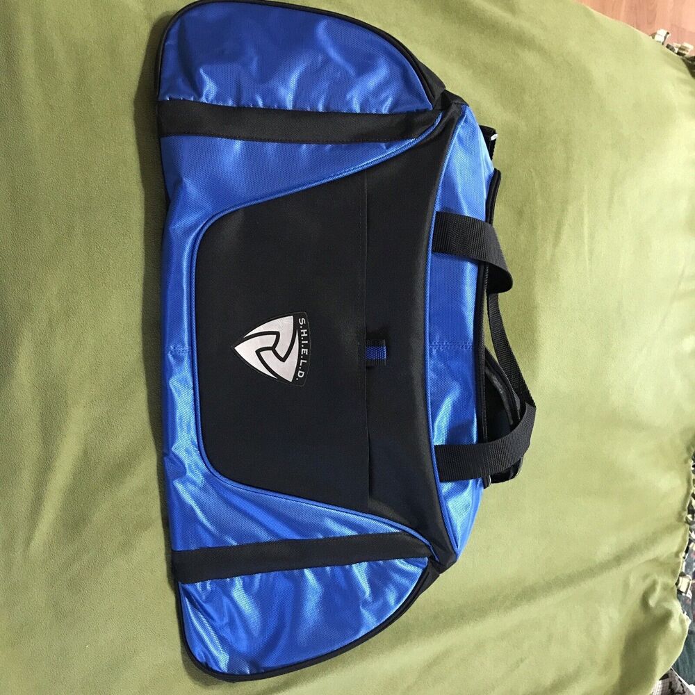 Marvel SHIELD Duffel Bag Blue Black Avengers Agent Logo Gym Travel‎